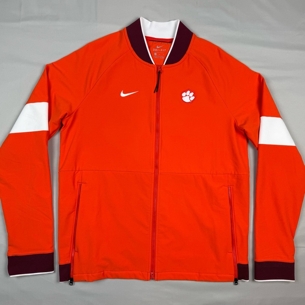 Nike Clemson Tigers Mens Bomber Jacket Sz Large Orange Full Zip A8
